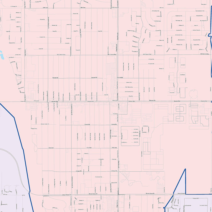 Color Cast Zip Code Style Wall Map of Cathedral City, CA