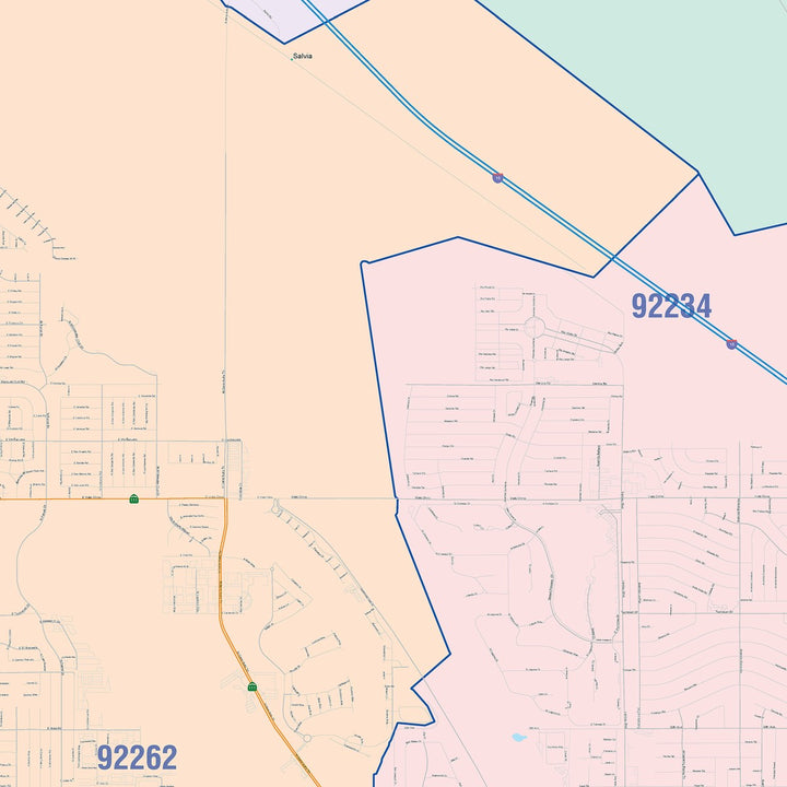 Color Cast Zip Code Style Wall Map of Cathedral City, CA