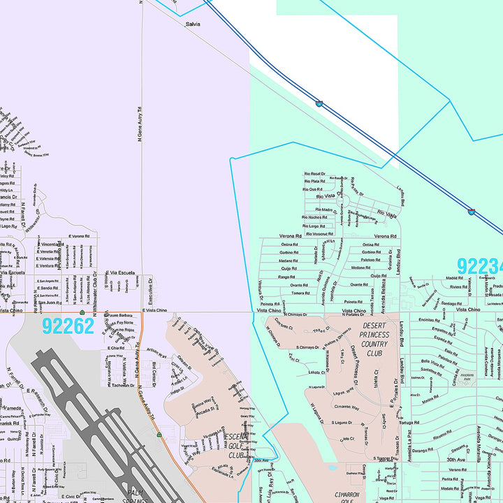 Premium Style Wall Map of Cathedral City, CA