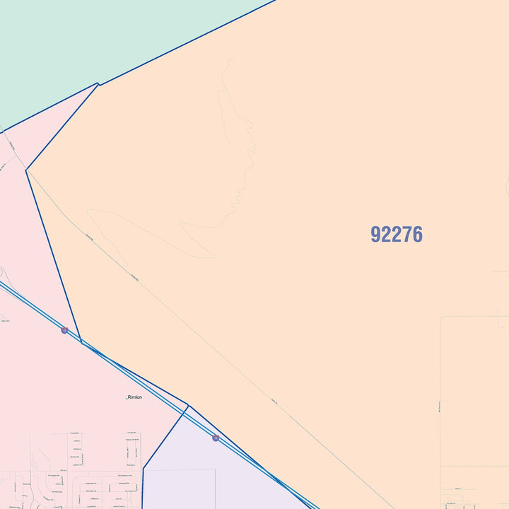 Color Cast Zip Code Style Wall Map of Cathedral City, CA