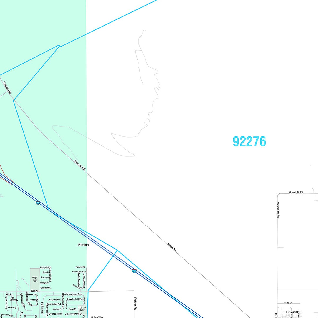Premium Style Wall Map of Cathedral City, CA