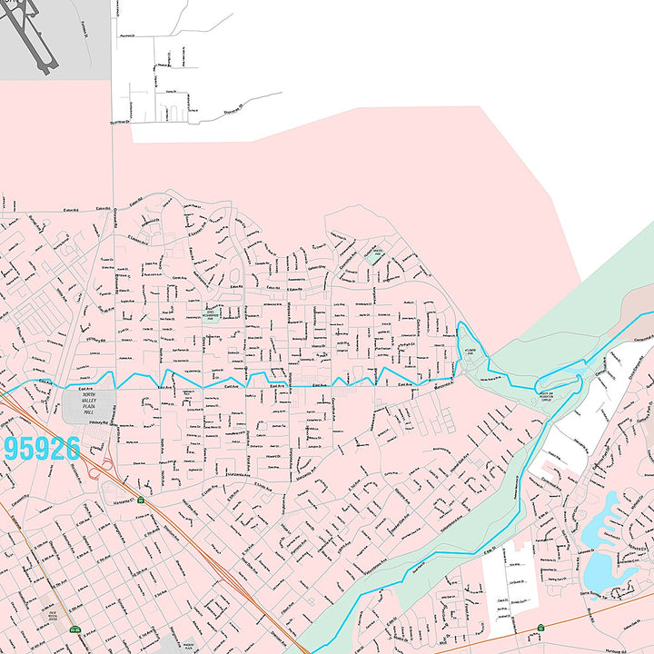 Premium Style Wall Map of Chico, CA