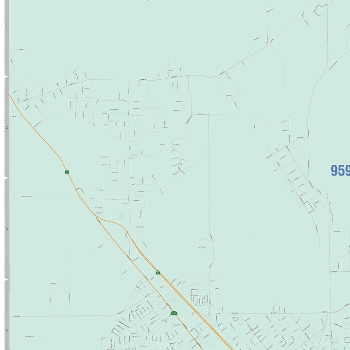 Color Cast Zip Code Style Wall Map of Chico, CA