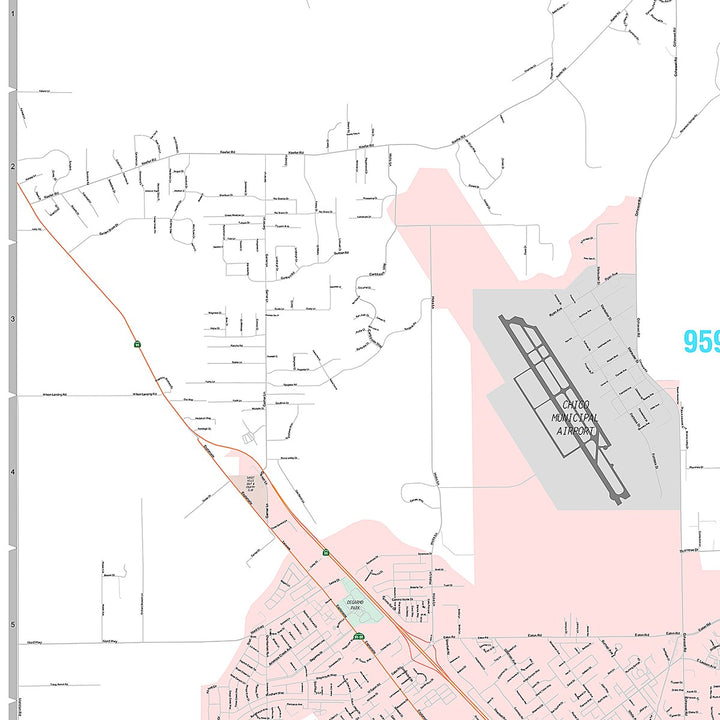 Premium Style Wall Map of Chico, CA