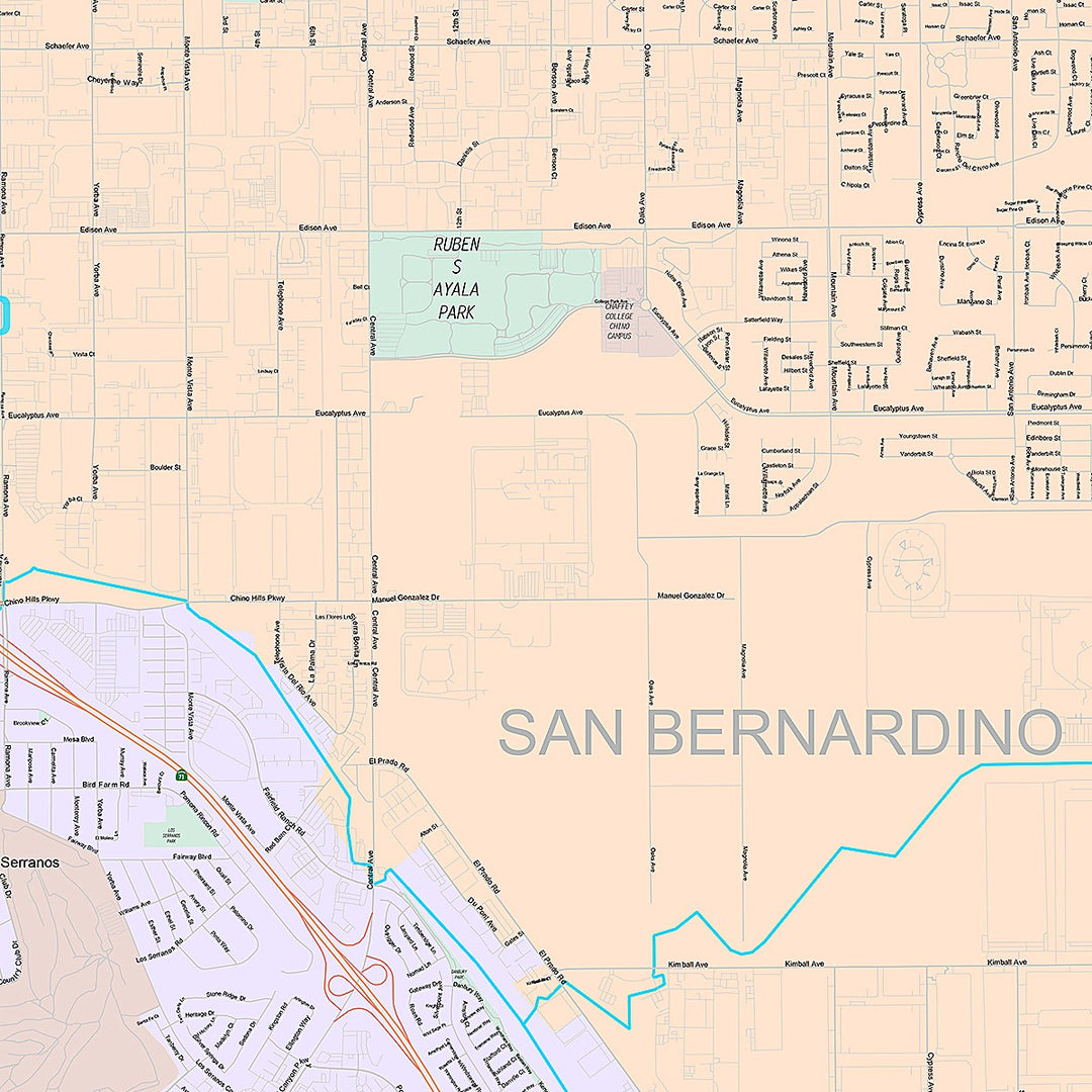 Premium Style Wall Map of Chino, CA
