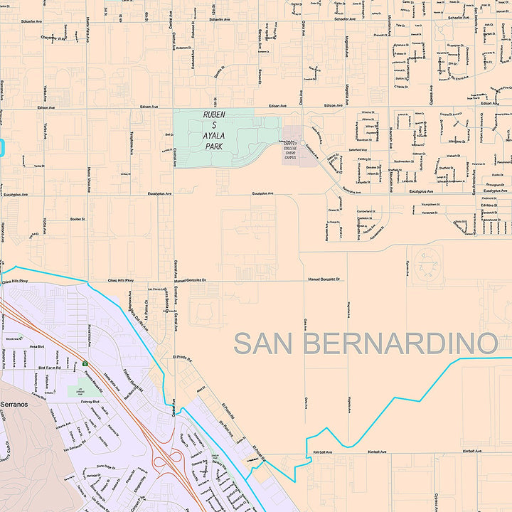 Premium Style Wall Map of Chino, CA