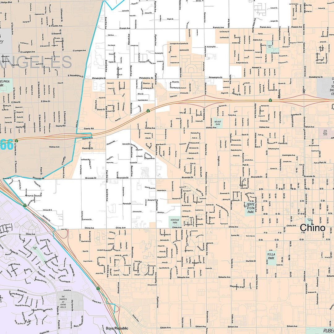 Premium Style Wall Map of Chino, CA