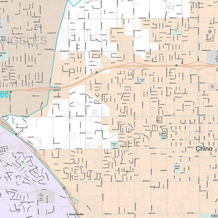 Premium Style Wall Map of Chino, CA