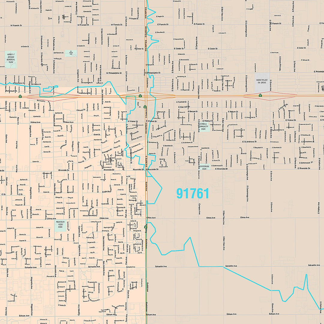 Premium Style Wall Map of Chino, CA