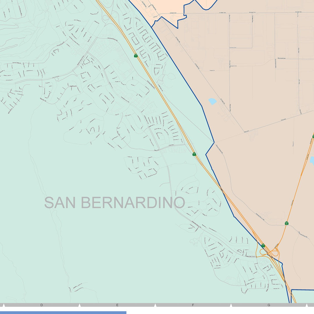 Color Cast Zip Code Style Wall Map of Chino, CA