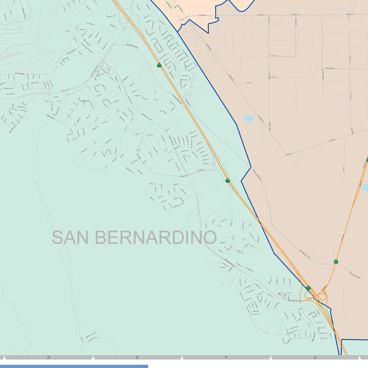 Color Cast Zip Code Style Wall Map of Chino, CA