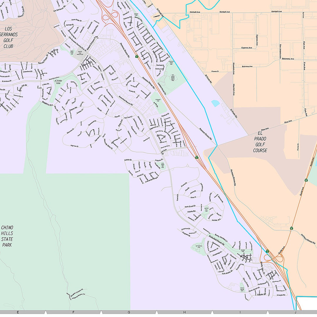 Premium Style Wall Map of Chino, CA
