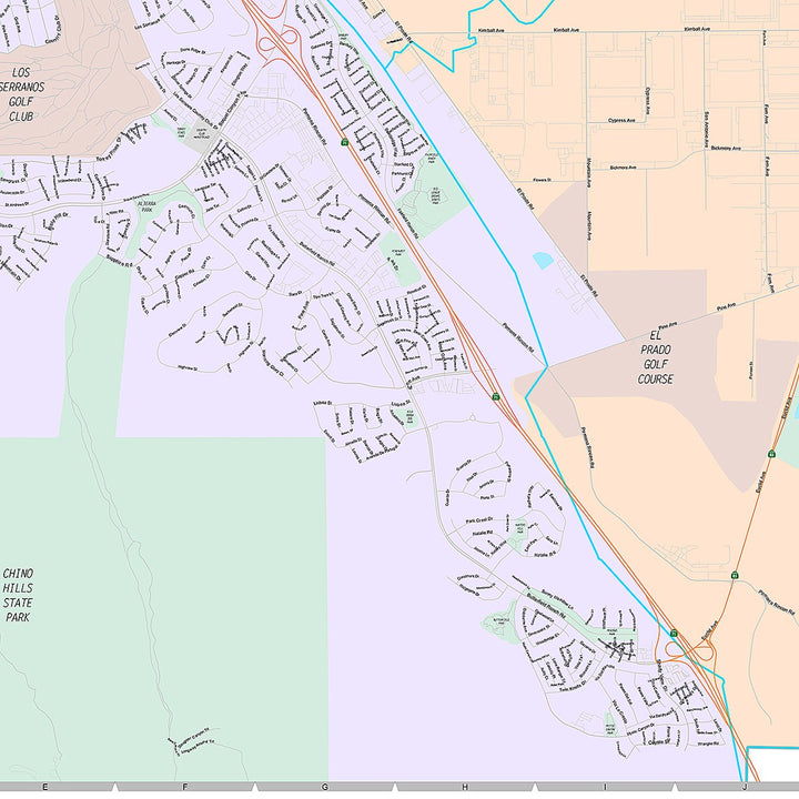 Premium Style Wall Map of Chino, CA