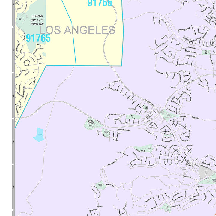 Premium Style Wall Map of Chino Hills, CA
