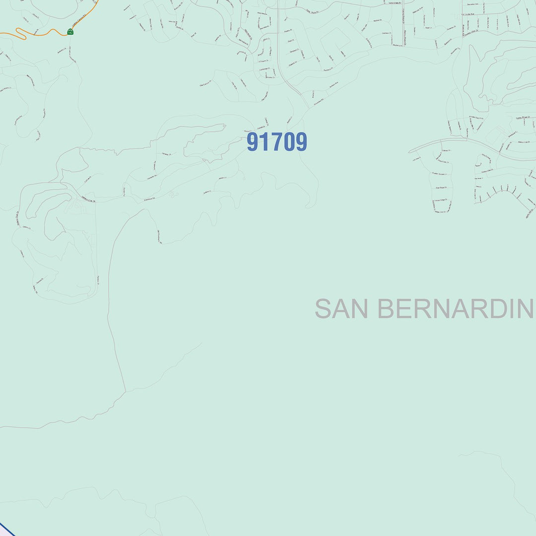 Color Cast Zip Code Style Wall Map of Chino Hills, CA