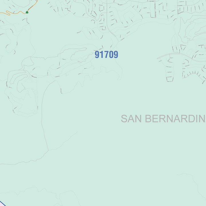 Color Cast Zip Code Style Wall Map of Chino Hills, CA