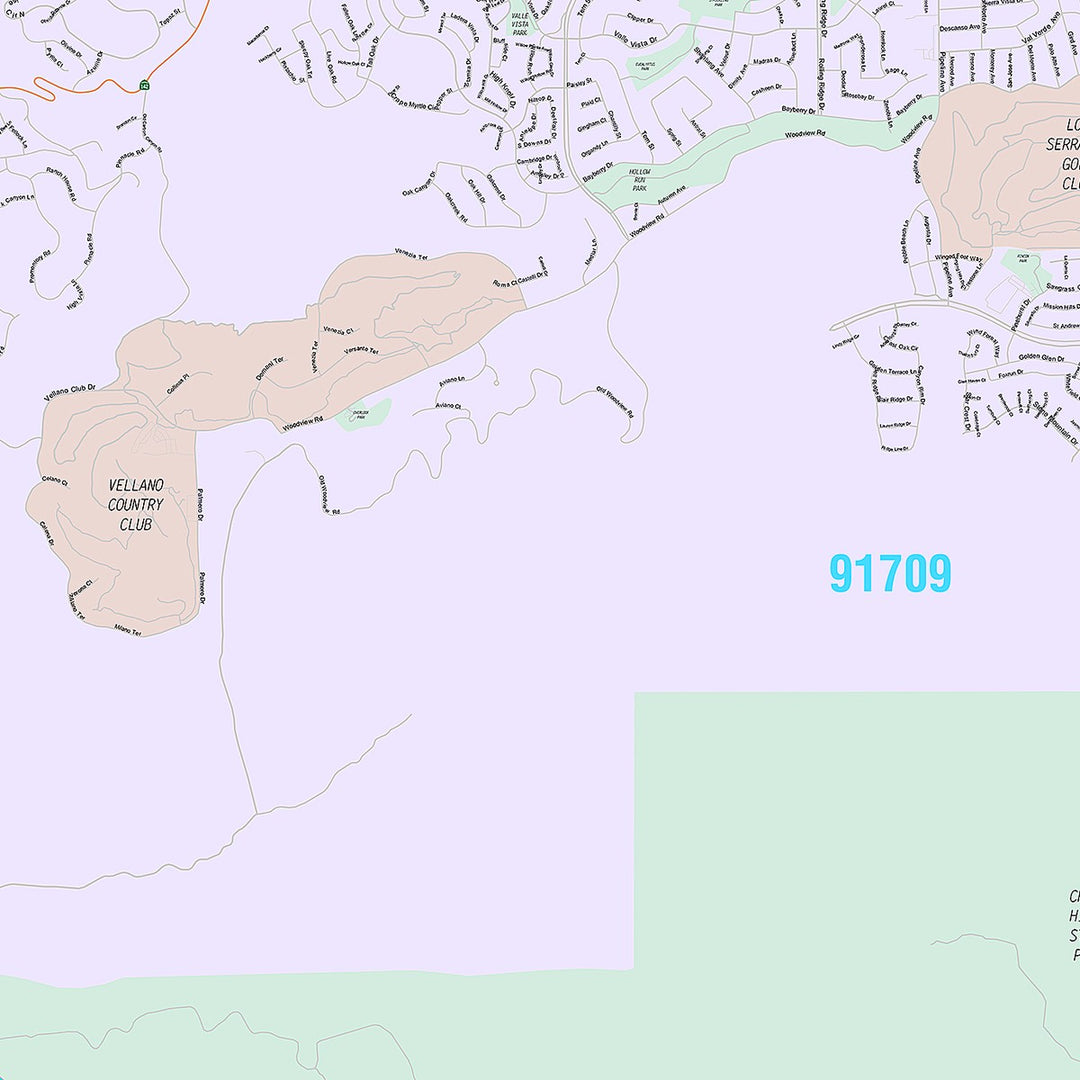Premium Style Wall Map of Chino Hills, CA
