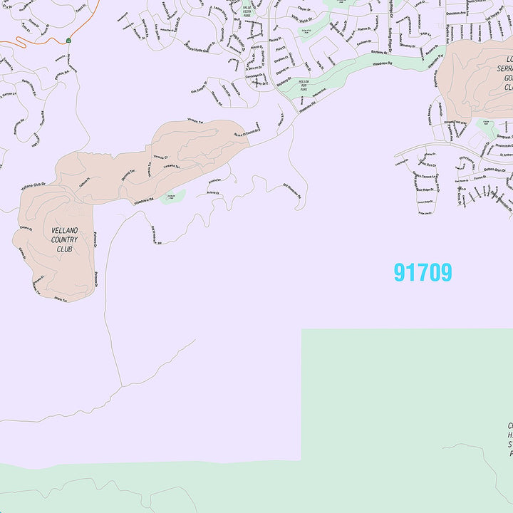 Premium Style Wall Map of Chino Hills, CA