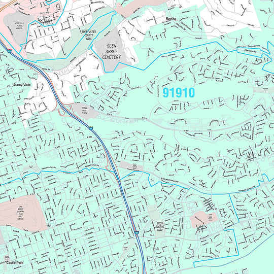 Premium Style Wall Map of Chula Vista, CA – American Map Store