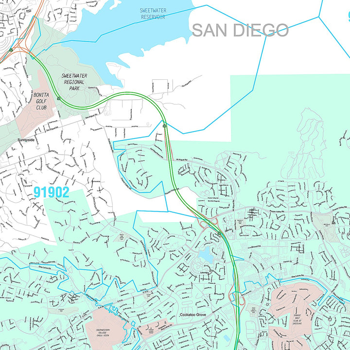 Premium Style Wall Map of Chula Vista CA