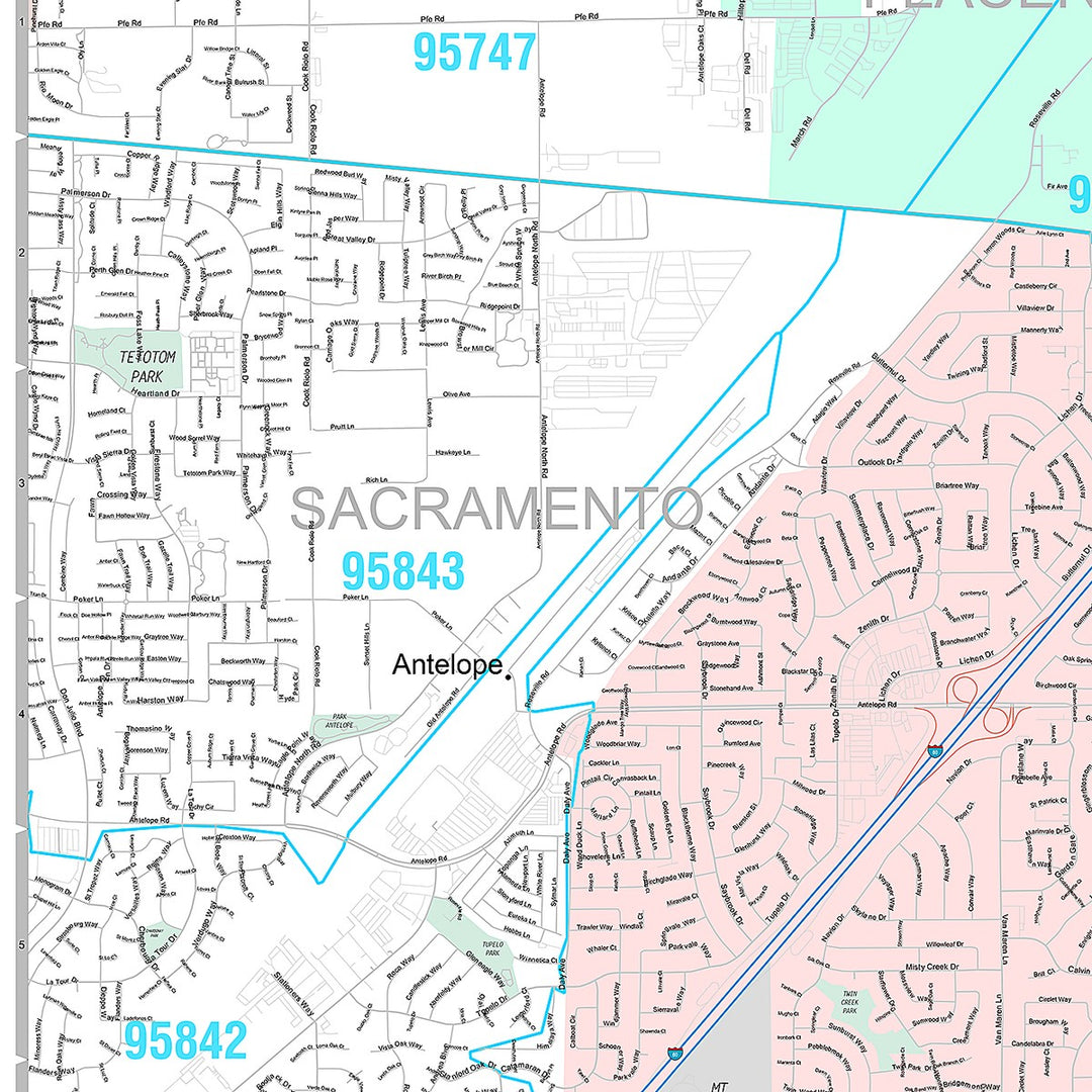 Premium Style Wall Map of Citrus Heights, CA