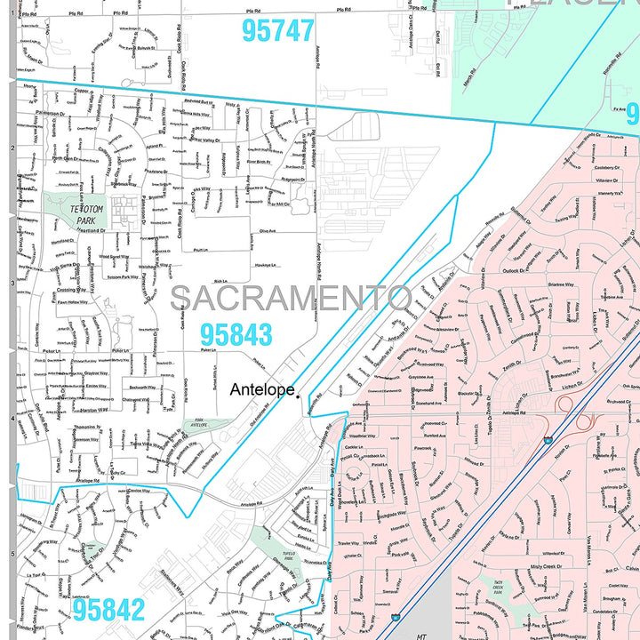 Premium Style Wall Map of Citrus Heights, CA