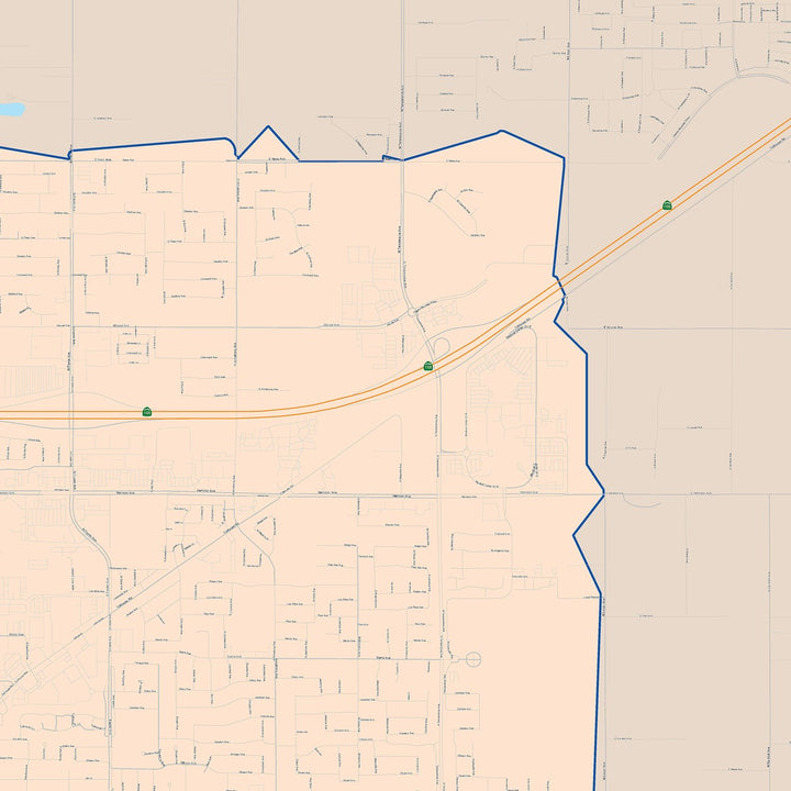 Color Cast Zip Code Style Wall Map of Clovis, CA