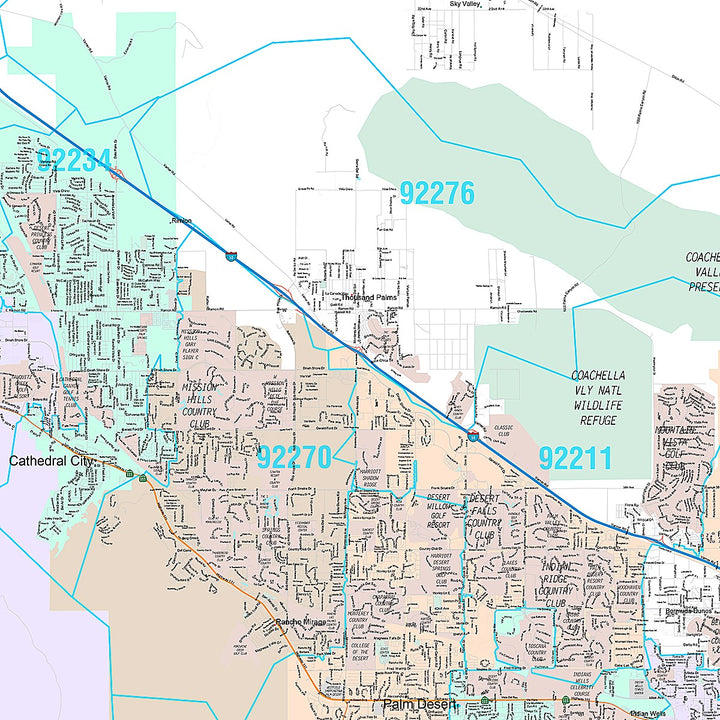 Premium Style Wall Map of Coachella Valley, CA