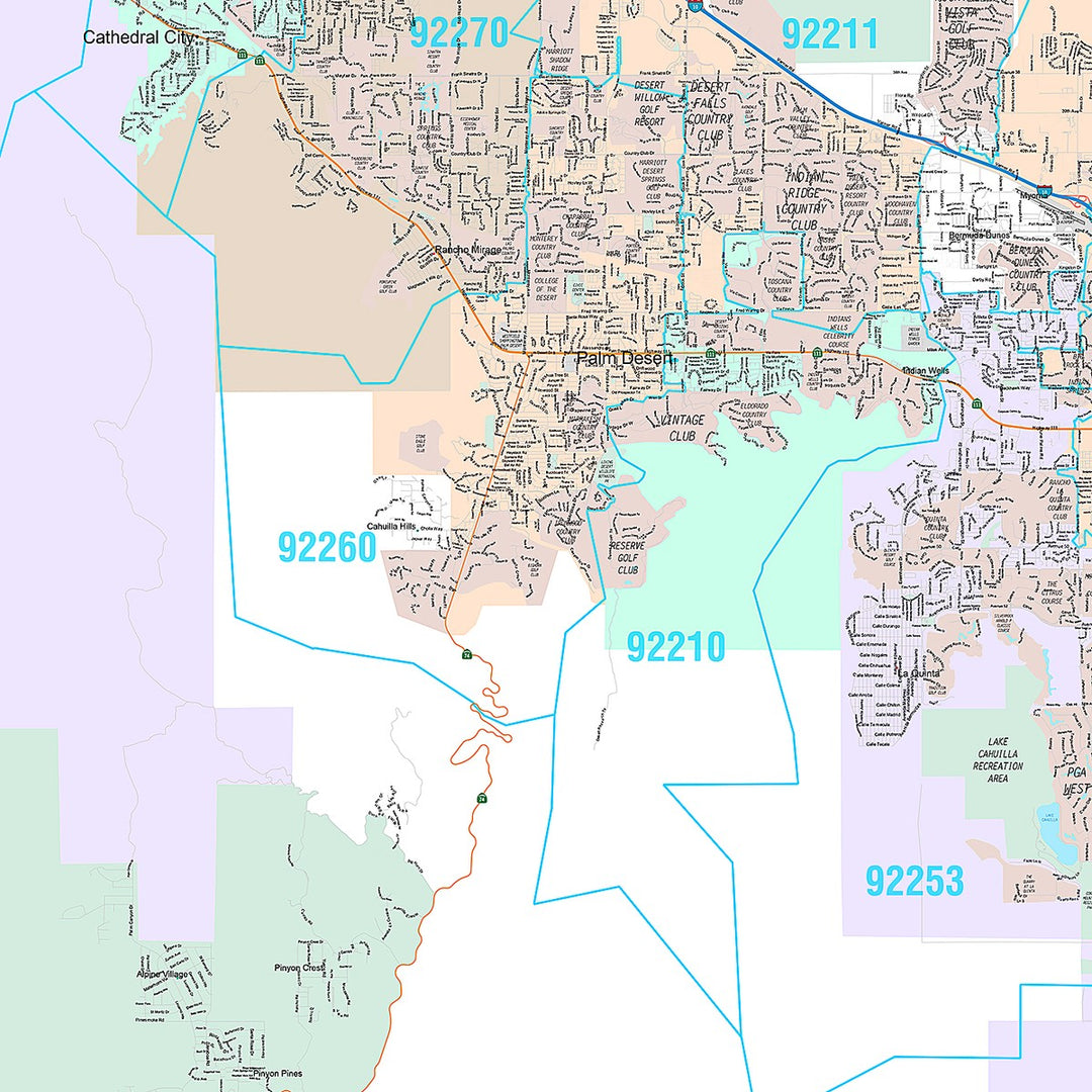 Premium Style Wall Map of Coachella Valley, CA