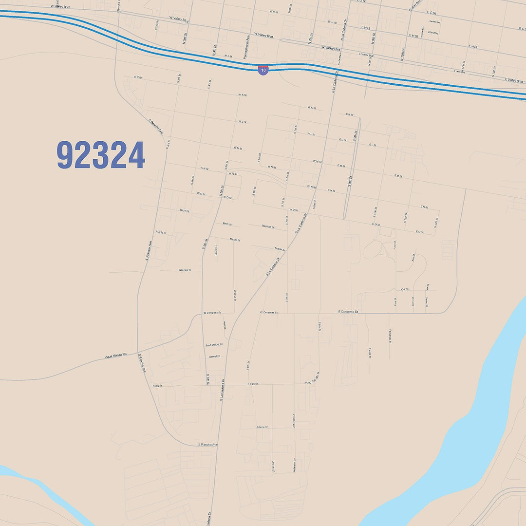 Color Cast Zip Code Style Wall Map of Colton, CA