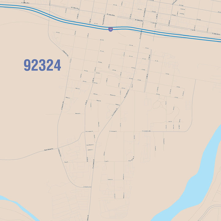 Color Cast Zip Code Style Wall Map of Colton, CA