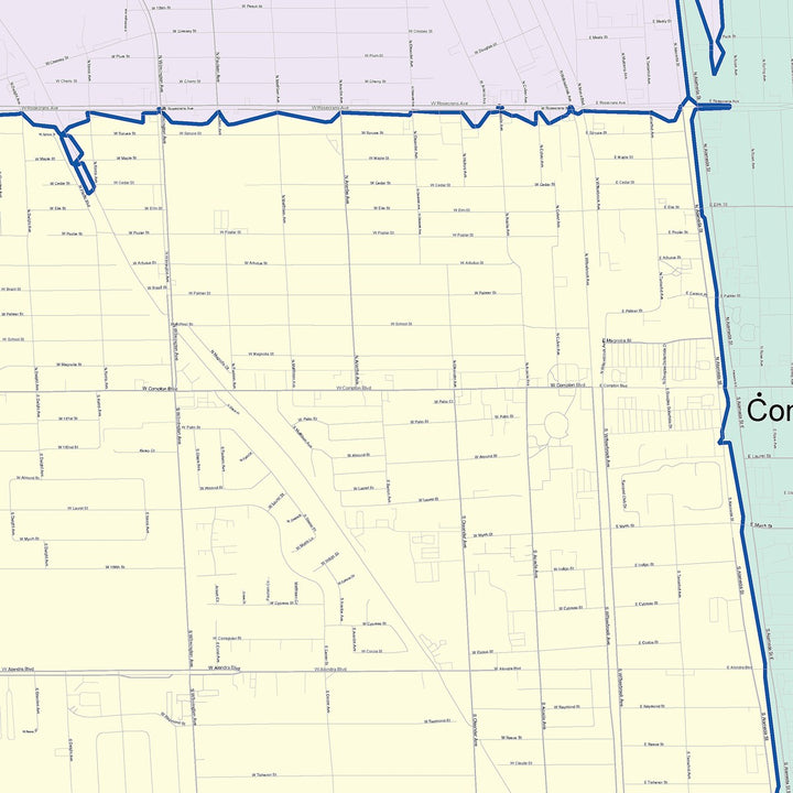 Color Cast Zip Code Style Wall Map of Compton, CA