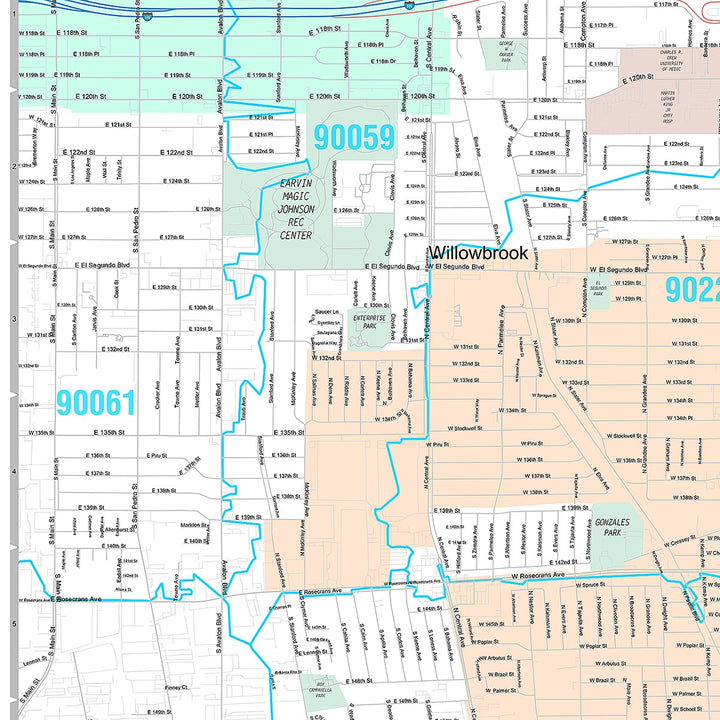 Premium Style Wall Map of Compton, CA