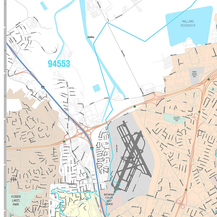 Premium Style Wall Map of Concord, CA