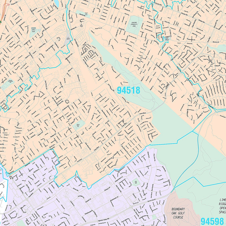 Premium Style Wall Map of Concord, CA