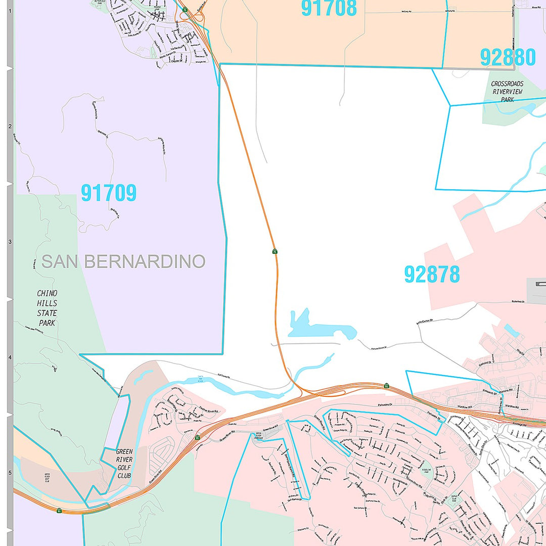 Premium Style Wall Map of Corona, CA