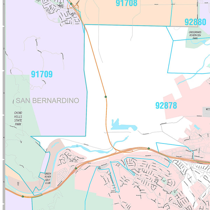 Premium Style Wall Map of Corona, CA