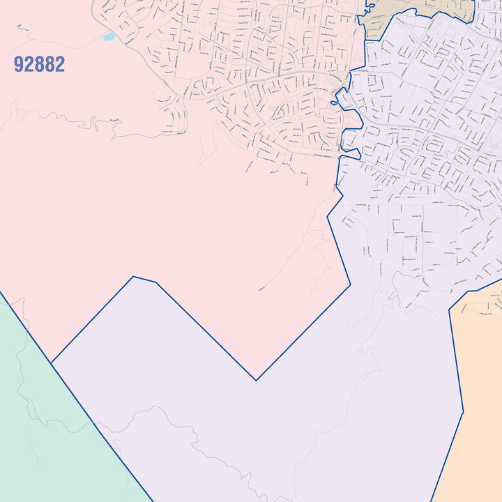Color Cast Zip Code Style Wall Map of Corona, CA – American Map Store