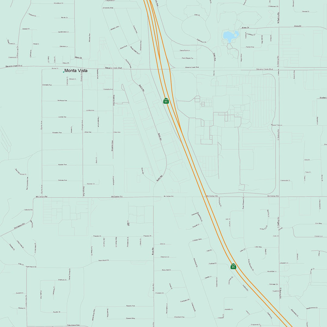 Color Cast Zip Code Style Wall Map of Cupertino, CA