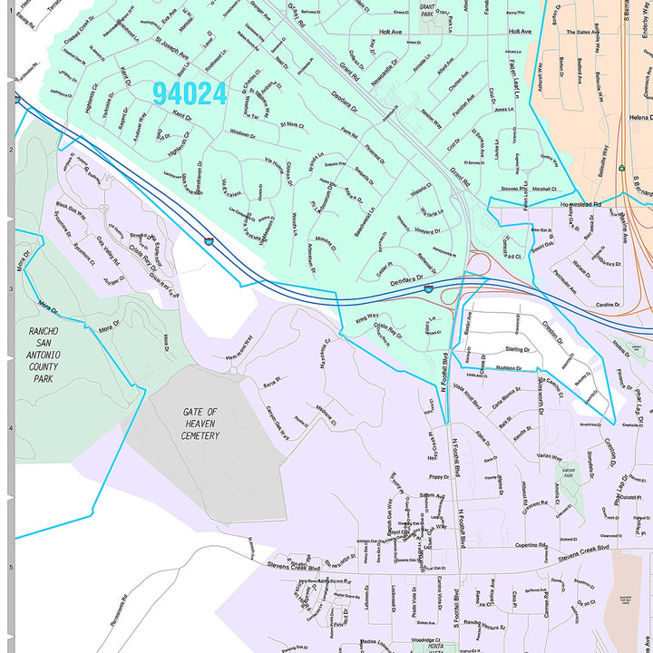 Premium Style Wall Map of Cupertino, CA