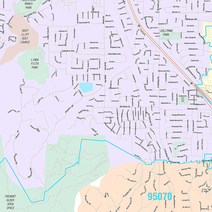 Premium Style Wall Map of Cupertino, CA