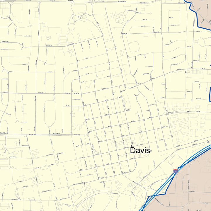 Color Cast Zip Code Style Wall Map of Davis, CA