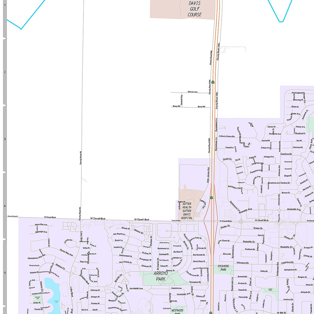 Premium Style Wall Map of Davis, CA