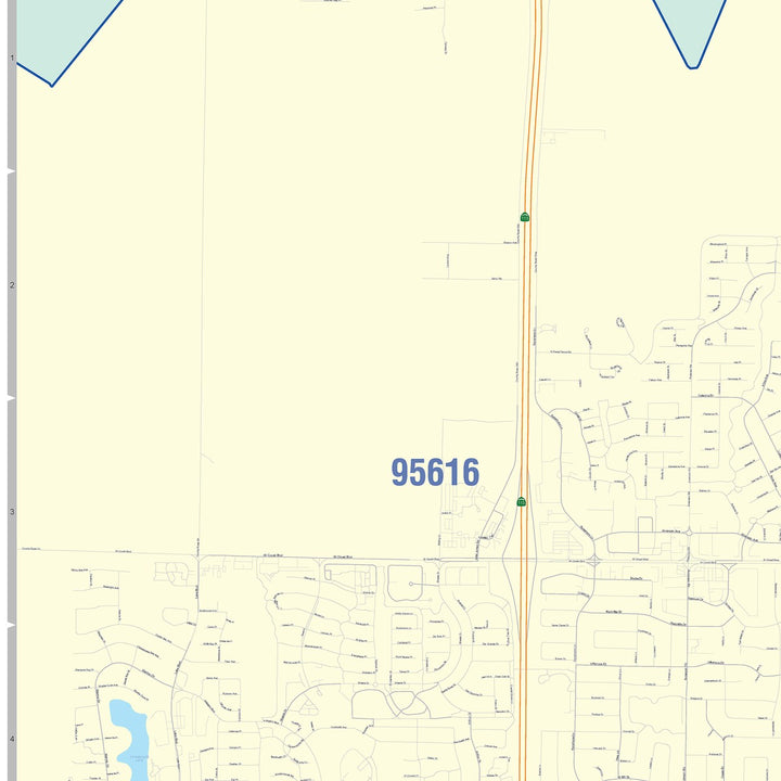 Color Cast Zip Code Style Wall Map of Davis, CA