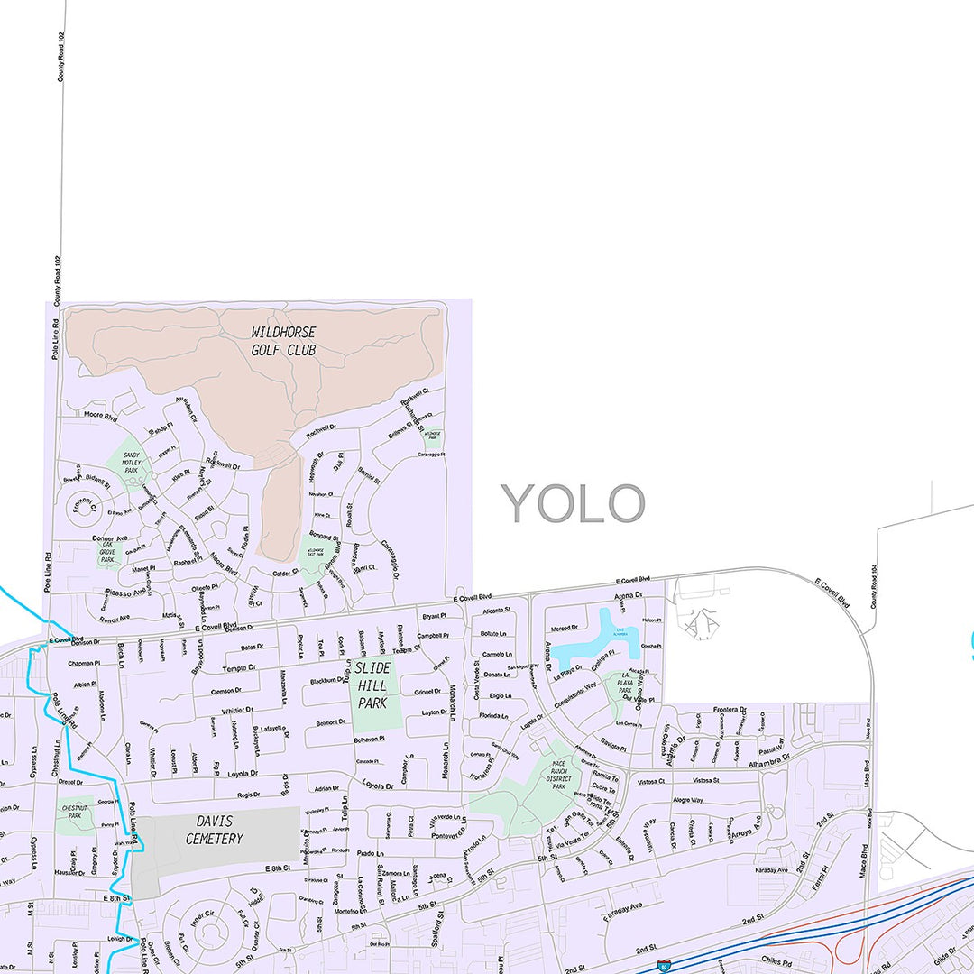 Premium Style Wall Map of Davis, CA