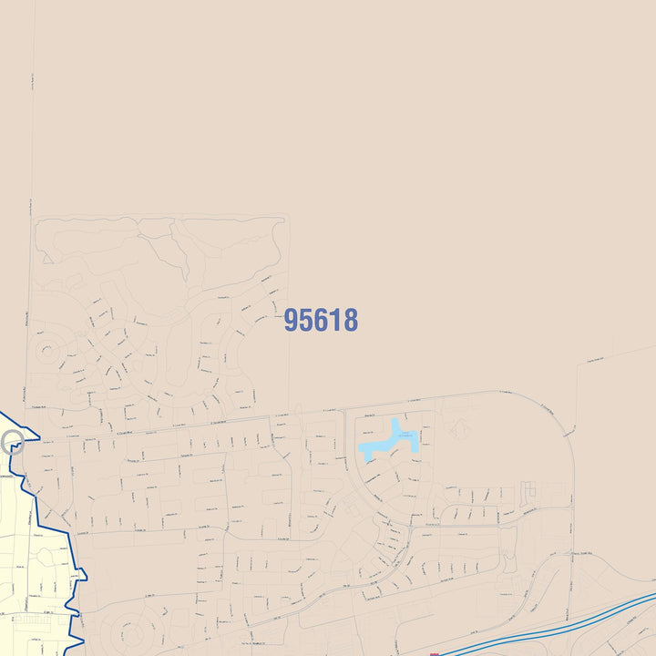 Color Cast Zip Code Style Wall Map of Davis, CA