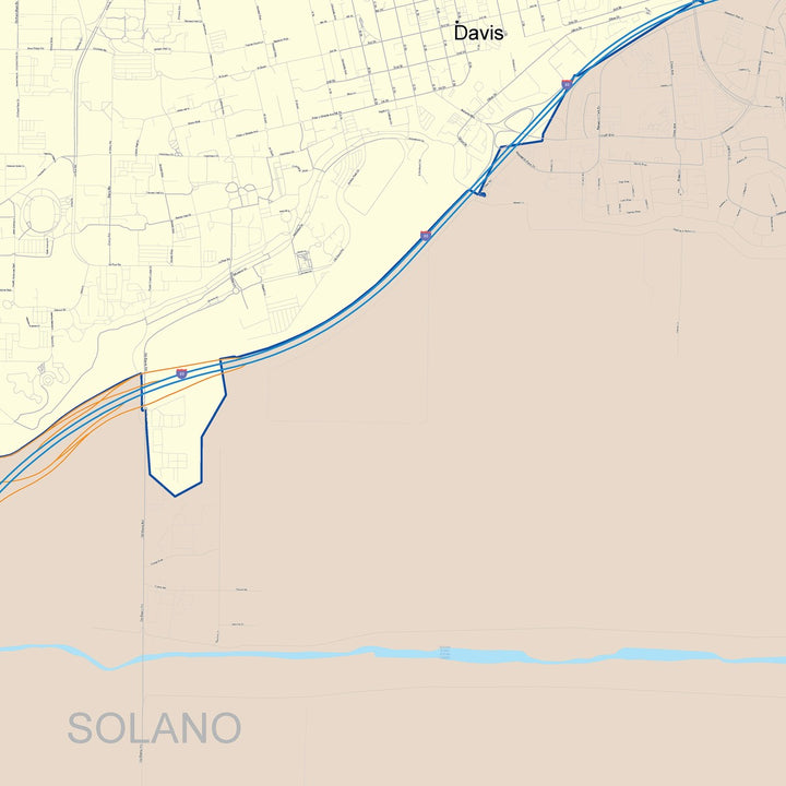 Color Cast Zip Code Style Wall Map of Davis, CA