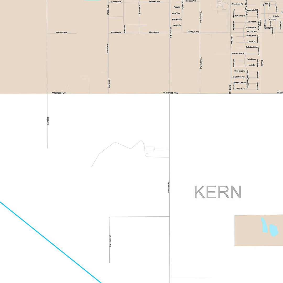 Premium Style Wall Map of Delano, CA