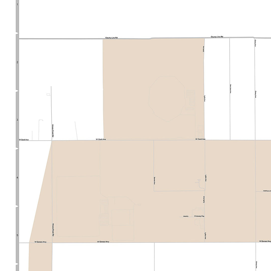 Premium Style Wall Map of Delano, CA