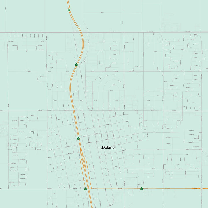 Color Cast Zip Code Style Wall Map of Delano, CA